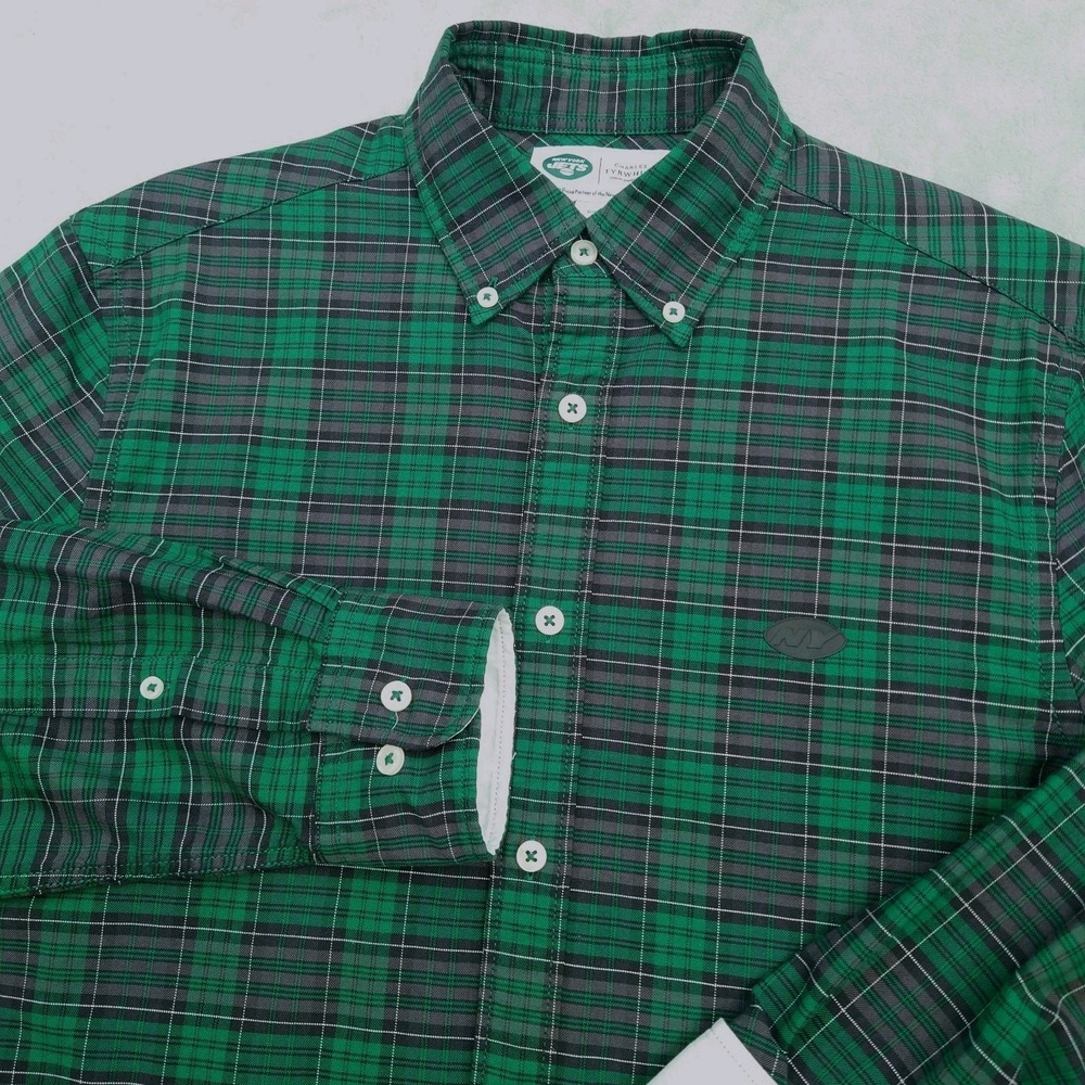 Charles Tyrwhitt New York Jets Button Down Shirt Men S Oxford Plaid Slim Fit NFL